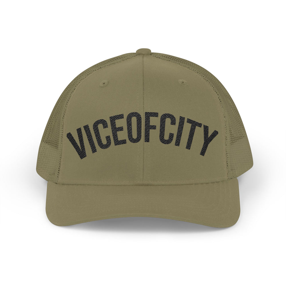 Viceofcity Trucker Cap | Mesh Snapback Hat, Distressed Text Design