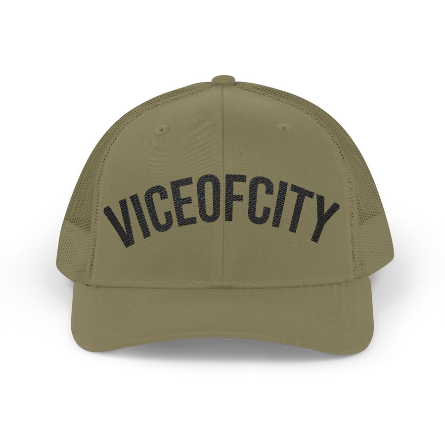 Viceofcity Trucker Cap | Mesh Snapback Hat, Distressed Text Design